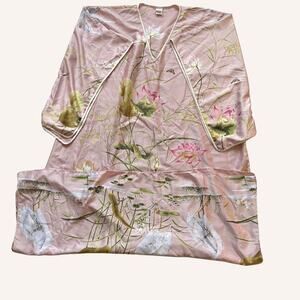 NATORI Enchanted Lotus Caftan silky pink size 2X swans EUC